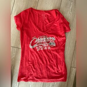 Blue 84 brand national champions t shirt.  Ohio state. Cotton. Sexy v neck